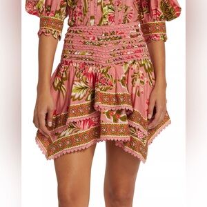 NWT- Farm Rio Soft Pink Aura Floral Mini Skirt